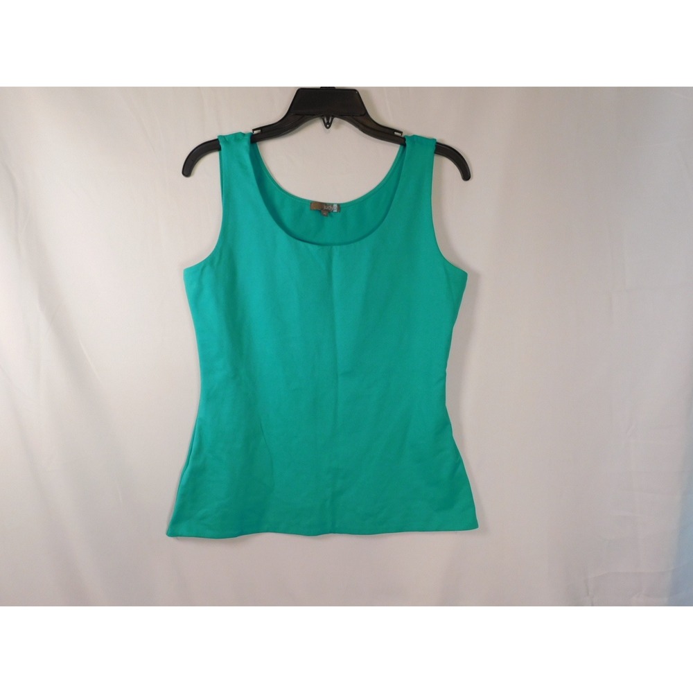 Judy P Medium Womens Teal Green Micro Nylon Spandex Scoop Neck Tank Top USA Made